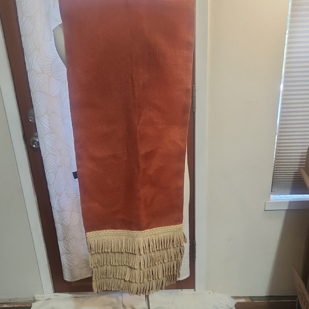 Max Studio Burnt Orange/Rust Table Runner Farm Cottage Boho Cabin